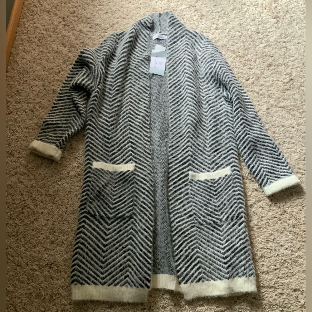 Chevron cardigan duster